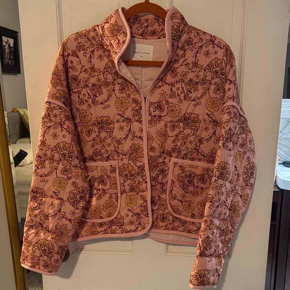 Panache Apparel Pink Floral Quilted Jacket